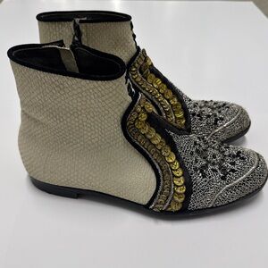 Meher Kakalia Queen Neva Boot – Embellished Leather Ankle Boots (EU 39 / US 8.5)